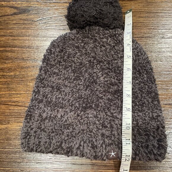 NWT Barefoot Dreams Pom Pom Beanie + Scarf Set CozyChic Knit Espresso/Cocoa - Picture 5 of 7
